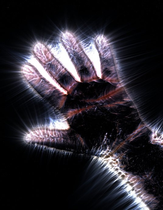 Photo Kirlian de la main d’une personne